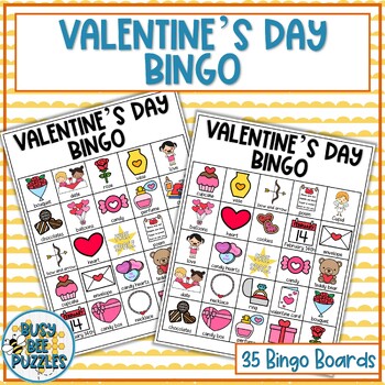 Valentine's Day Bingo Game - 35 Cards Included - Class Party Activities