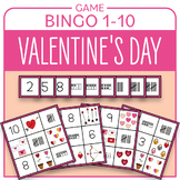 Valentine's Day Bingo Game Counting 1-10 Numbers, Ten Fram