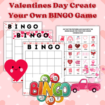 Valentine's Day Bingo Game- Create and Cut Your Own Board | TPT