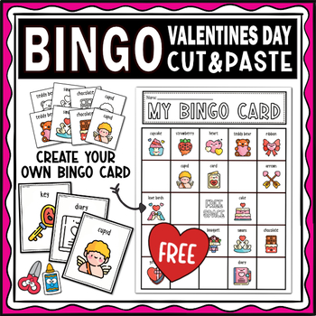 Preview of Valentine's Day Bingo Game - Cut and Paste Activities | FREE