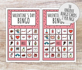 Valentine's Day Bingo Game For Kids, Romantic Valentine Winter Party ...