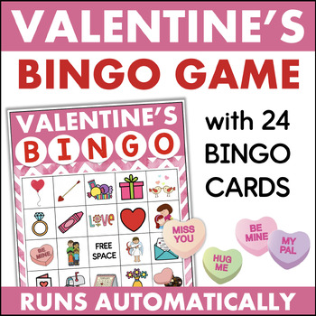 Preview of Valentine's Day Bingo Game Party Activity Kindergarten 1st Grade Valentine Words