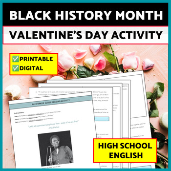 Preview of Valentine's Day & Black History Month Poetry Activity for High School English