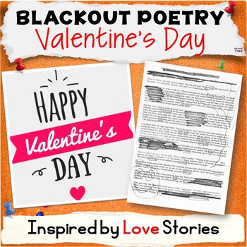 Preview of Valentine's Day Blackout Poetry - Love Stories Activity Packet Poem Templates
