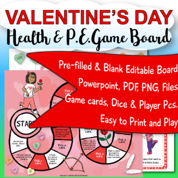 Preview of Valentine's Day Board Game for Physical Education, Elementary