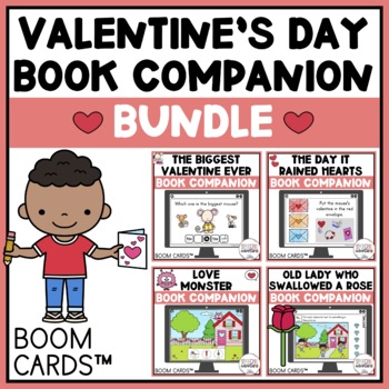 Preview of Valentine's Day Book Companion Boom Cards™ BUNDLE