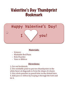 Preview of Valentine's Day Bookmark Craft