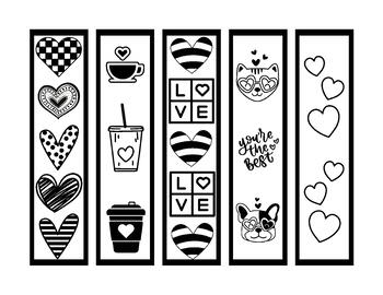 Preview of Valentine's Day Bookmarks! Black & White/5-Piece Set!