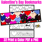 Valentine's Day Bookmarks Print & Color Black & White 32 b