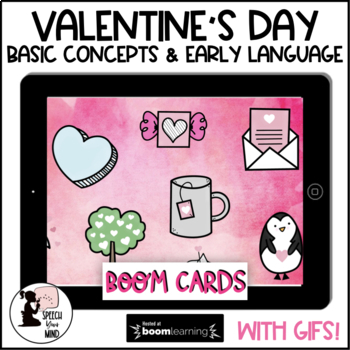Preview of Valentine's Day Boom Cards™ Basic Concepts Early Language Core Words w Gifs