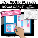 Valentine's Day Boom Cards - CVC Word Puzzles  (plus printables)