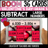 Valentine's Day Boom Subtract Large Numbers Gr. 5 - Digital