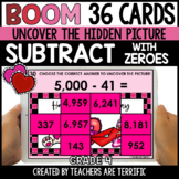 Valentine's Day Boom Subtract with Zeroes Gr. 4 - Digital