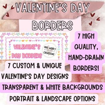 Preview of Valentine’s Day Borders: Task Cards, Posters, Classroom Décor, & Seasonal Décor