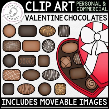 Preview of Valentine's Day Box of Chocolates CLIP ART with Moveable Pieces