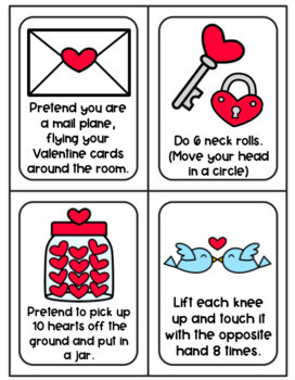 Valentine's Day Brain Breaks, Large Motor Activities Cards