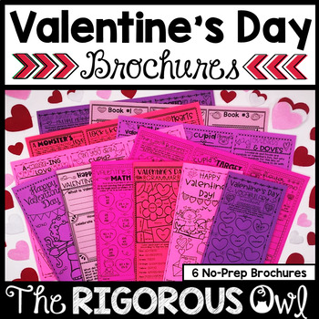 Preview of Valentine's Day Brochure Tri-folds Activities | Math, Grammar, Vocabulary