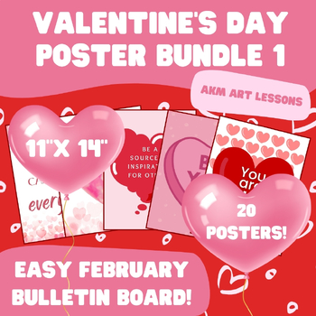 Preview of Valentine's Day Bulletin Board - February - Bundle 1 - 11"x14"