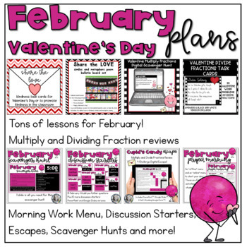 Preview of February and Valentine's Day Bundle, Math Resources and more!