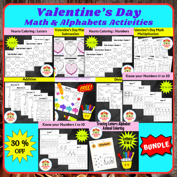Preview of Valentine's Day Bundle | Math & Alphabets Activities