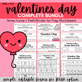 Valentine's Day Bundle - Notes Home, PreK/K Worksheets