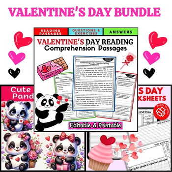 Preview of Valentine's Day Bundle: Reading Comprehension Passages, Write and Draw, Clipart