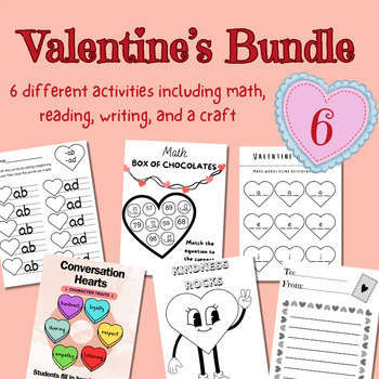 Preview of Valentine's Day Bundle - Valentine's Day Math Reading Writing Coloring