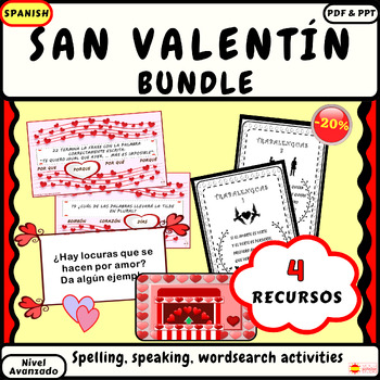 Preview of Valentine's Day Bundle for Advanced Spanish Learners Actividades de San Valentín