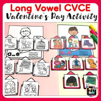 Preview of Valentine's Day CVCE activity | Long Vowel Kindergarten Center - Silent E