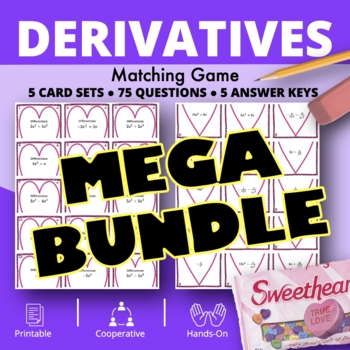 Preview of Valentine's Day: Calculus Derivatives BUNDLE - Matching Games