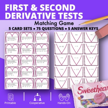 Preview of Valentine's Day: Calculus First & Second Derivative Tests Matching Games