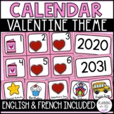 Valentine's Day Calendar Numbers and Pieces for February | English and French