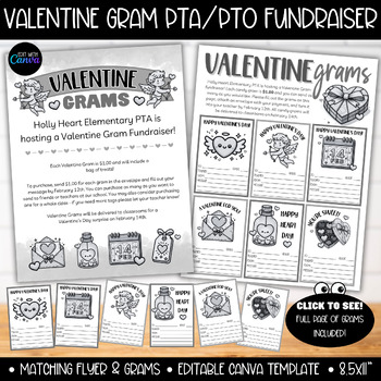 Preview of Valentine's Day Candy Gram Lollipop Tag Black White Printing, PTA PTO Fundraiser