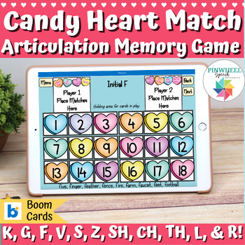 Preview of Valentine's Day Candy Heart Match Articulation Boom Cards™ Speech Therapy
