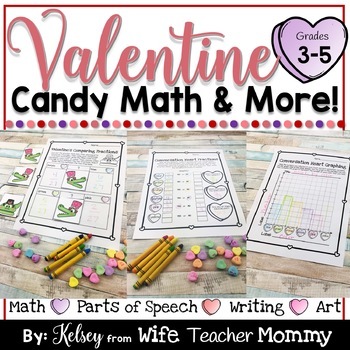 Preview of Valentine's Day Candy Heart Math Activities & More- 3rd, 4th, 5th Grade