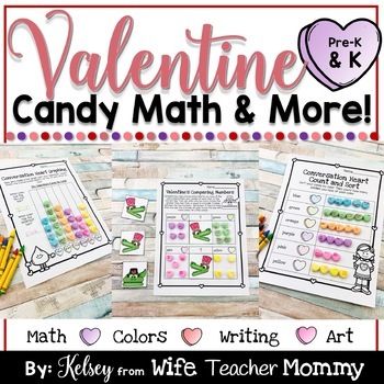 Preview of Valentine's Day Candy Heart Math Activities for Kindergarten and Pre-K