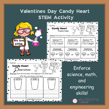 Preview of Valentine's Day Candy Heart Stacking STEM Activity