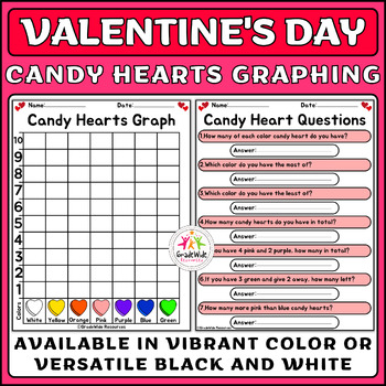 Preview of Valentine's Day Candy Hearts Graph & Questions: Engaging Activity for February!