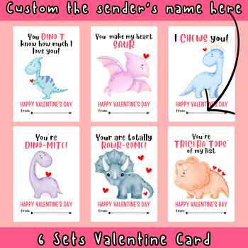 Preview of Valentine's Day Card Dinosaurs Theme Printable Digital Card