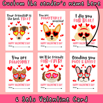 Preview of Valentine's Day Card Dog Theme Printable Digital Card