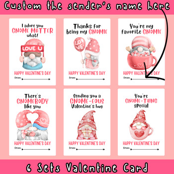 Valentine's Day Card Gnome Theme Printable Digital Card | TPT
