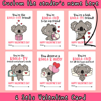 Preview of Valentine's Day Card Koala Theme Printable Digital Card