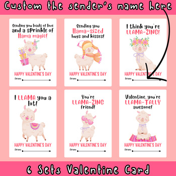 Preview of Valentine's Day Card Llama Theme Printable Digital Card