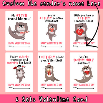 Preview of Valentine's Day Card Otter Theme Printable Digital Card