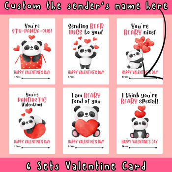 Preview of Valentine's Day Card Panda Theme Printable Digital Card