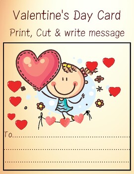 Preview of Valentine's Day Card. Print, write & Cut.