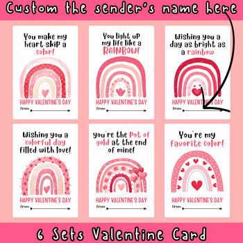 Preview of Valentine's Day Card Rainbow Theme Printable Digital Card