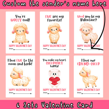 Preview of Valentine's Day Card Sheep Theme Printable Digital Card