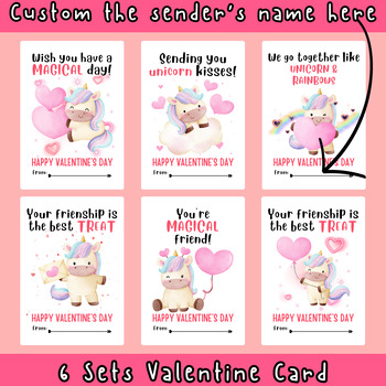 Preview of Valentine's Day Card Unicorn Theme Printable Digital Card