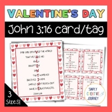 Valentine's Day Card or Tag with John 3:16 Bible Verse